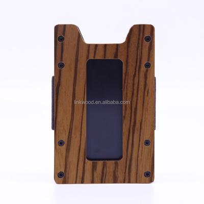 China Custom Real Wood RFID / Leather RFID Blocking Credit ID Card Holder Wallet for sale