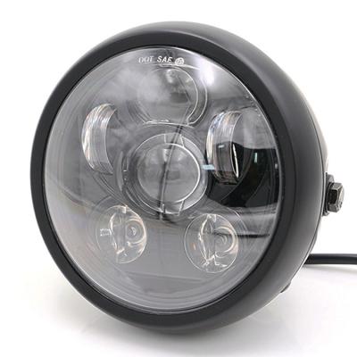 China Light Up 6.5 Inch 60W Round Aluminium Alloy Led Angle Eyes Headlight Front Light For Cafe Racer Motorbike Motorcycle Accessories for sale