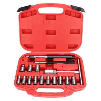 China Injector Seat Cutter Remover Injector Remover 17Pcs Diesel Injector Seat & Cleaner Carbon Remover Seat Tools Cutter Milling Cutter Set Universal Car Tool Kit for sale