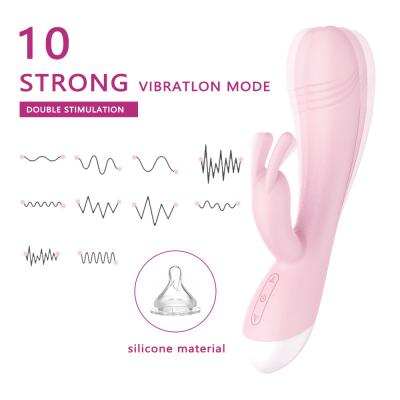 China 10 Modes Frequency Double Rabbit Women Women Masturbation Vibrator Massager Shock Husband G Point And Wife Flirting To Stimulate Orgasm Adult Products for sale