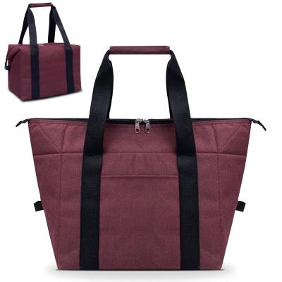 China Large Capacity Soft Wine Insulated Shopping Foldable Nonwoven Bags Set 2 Layer Lunch Container Cooler Bag for sale