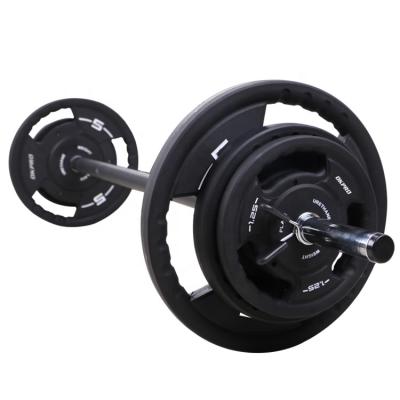 China OKPRO Fitness Weightlifting Gym Equipment Weightlifting TPU Barbell Weight Set Black Training / Barbell Set for sale