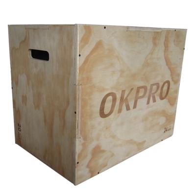 China Easy In Box Exercise Wooden Fitness Equipment OKPRO Storage Jump Plyo Plyometric Wooden Box for sale