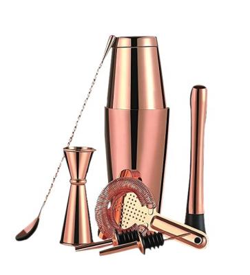 China Factory Viable 750ML Cocktailshaker Rose Gold Cocktail Shaker Set Professional Boston Martini Shaker Bar Tool Set for sale