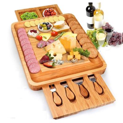 China China sustainable manufacturer cheese knives set bamboo cheese board set bamboo cheese cutting board with knieves set for sale