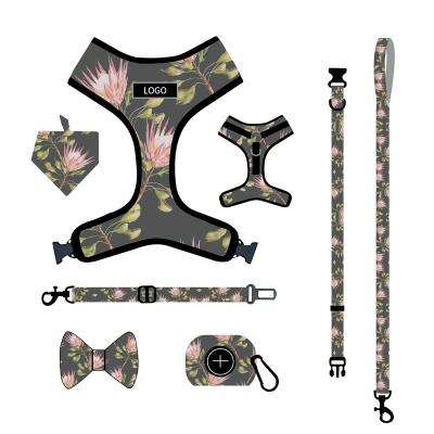 China Dog Collars Invest Custom Leashes Set Set OEM/ODM Bull Dog Dog Harness Conjunto De Arnes Para Perro Dog Collar Perro Dog Harness Leash Set Custom Bandana French Bulldog Harness for sale