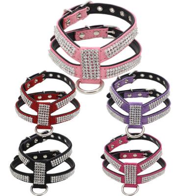 China Pet Viable Leash Set Rhinestone Pet Harness Luxury Bling Pet Harness Leashes for sale