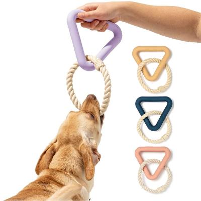 China The Large Stocked Triangle Tug Toy Dog Chew Toy Wild Dog Breed Chewer Super Eco-Friendly Rope A Dog Toys for sale