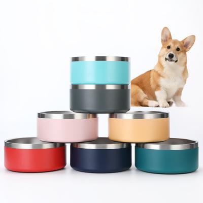 China Sustainable Pet Feeding Durable Custom LOGO Printing Vacuum Insulated Stainless Steel Dog Bowl for sale