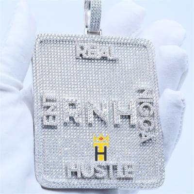 China Hiphop 18k Gold Plated CZ Big Square Zircon Hip Hop Pendant Men Iced Out Custom Letter Pendant for sale