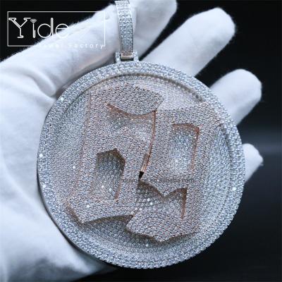 China Gold Plated Zircon Hiphop Hip Hop Number 69 Rotating Disc Necklace Pendant Heavy CZ Rotating Round Disc Pendant for sale