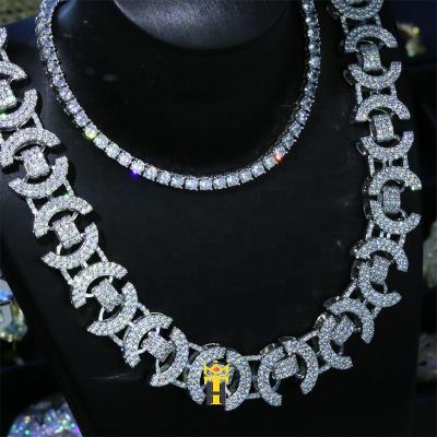 China Hiphop Factory Wholesale Hip Hop Byzantine Chain Punk Shiny Blingbling Silver Necklace for sale