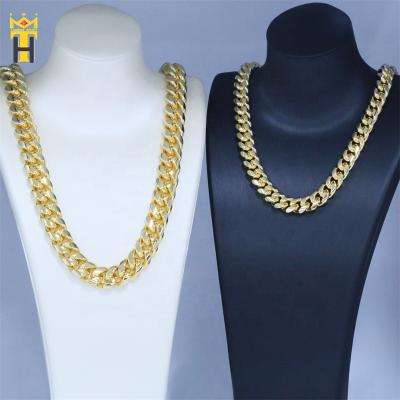 China Hiphop Hiphop Men's New 18k Gold Plated Stainless Steel Chain Chunky Cuban Link Chain Necklace for sale