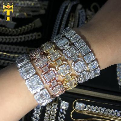 China Hops Wholesale Hiphop Style Hip Hop Women Jewelry Luxury Custom Gold Plated Iced Out Tennis Diamond Bracelet for sale