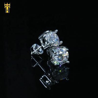 China Wholesale Hip Hop Stud Earring Hip Hop Style 925 Sterling Silver Iced Out Moissanite Diamond Earrings for sale