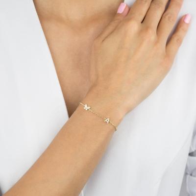 China Trendy Trendy Butterfly Letter Mini Diamond Mini Chain Thin Chain Bracelet for sale