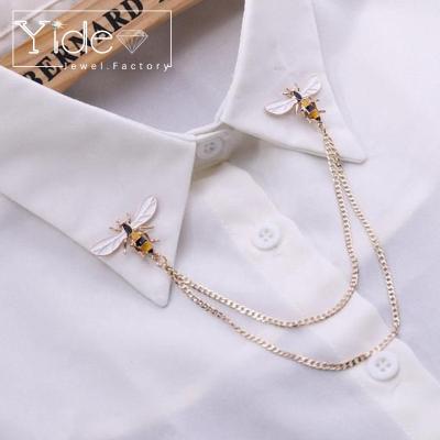 China Cute Animal Tassel Lapel Collar Shirt Suit Pins Brooches Fashion Bee Chain Brooch for sale