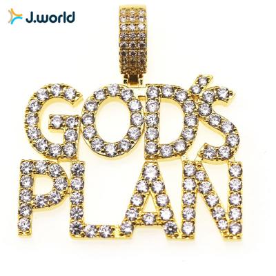 China Hiphop Men Gold Plated Micro Zirconia Hip Hop Jewelry Bling Letter 3d Pendant for sale