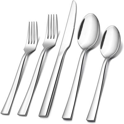 China Jieyang Viable Single Cutlery 24pcs 16pcs Spoon Fork Set Mirror Polishing Stainless Steel Cutlery Sets For Home Restaurant for sale