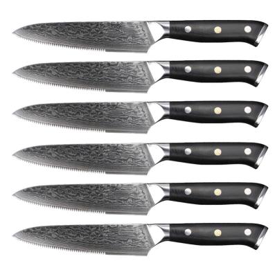 China Viable Professional Kitchen 6 Pcs Boning Knife Carving Fork Knife Block Set With German Stainless Steel With Block Chef Knife Set for sale