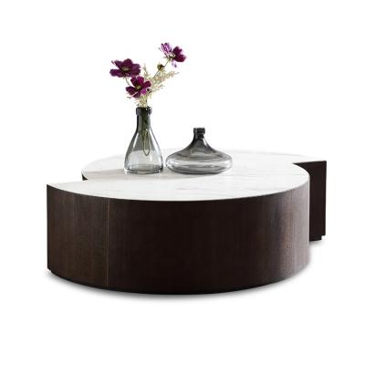 China Removable White Modern Style Rock Slab Combination Semicircular Coffee Tables for sale