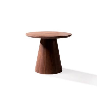 China Removable Small Table Furniture Contemporary And Contracted Style Walnut Color Mini Tray Small Round Tea Table for sale