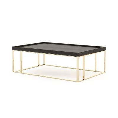 China Tea table living room walnut color stainless steel removable simple and modern base rear coffee table for sale