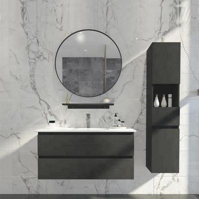 China Modern PVC Laminate MDF Melamine PLYWOOD Bathroom Mirror Vanity Led Wall Mounted Bathroom Cabinet for sale