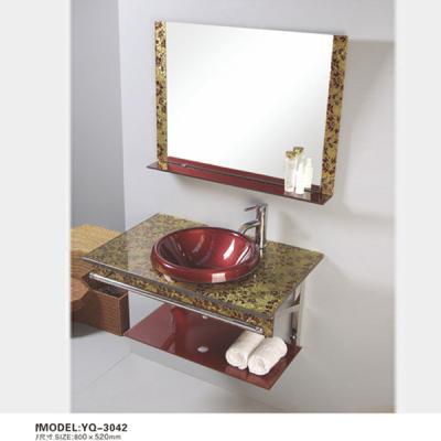 China Modern Wall Cabinet Beautiful Flower Glass Flower Shelf Tempered Bathroom Basin for sale