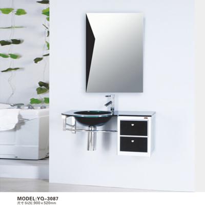 China Farmhouse Tempered Glass Wash Basin Around Basin Mirrored Basin Cabinet For Sale for sale