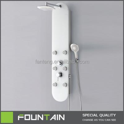 China Straight Electric Faucets Wall-in High Gloss White Glass Shower Mixer Valve for sale