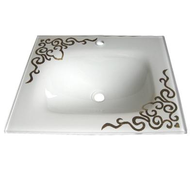 China Beautiful Modern Home Glass Bowl Double Layer Glass Sink for sale