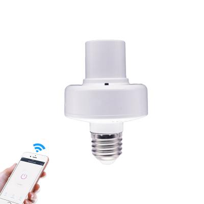 China Smart Home Plastic Aluminum Smart Lamp Holders Tuya Wifi Light Bulb Holder E27 Bulb Adapter Timer Wifi Lamp Holders for sale