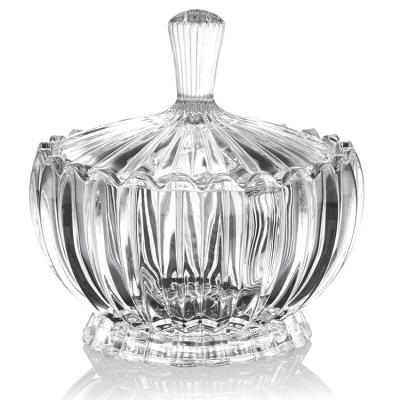 China Sustainable King Crystal - 7321CJb Jeneva Candy Box, Luxury Med Clear Candy Glass Bowl Jar With Lid for sale