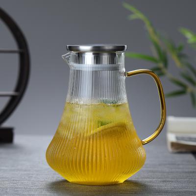 China New 1600ml Juice Jur Glass Borosilicate Glass Pot Viable Heat Resistant Pitcher Kettles and Teapots for sale