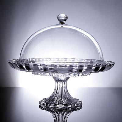 China High End Disposable Western Food Tableware Dish Clear Glass Cake Dish For Wedding for sale