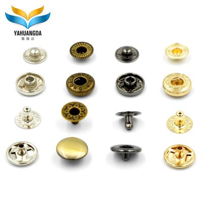 China Good quality garment .shoes .clothing metal snap button in 10mm 12.5mm 15mm fashion gold metal button for clothing and bags for sale