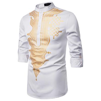 China Anti-pilling Ready to ship 2021 Fashion Men's Dashiki Breathable African Print Casual Long Sleeve Shirt for sale