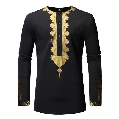 China Anti-pilling ready to ship shop recommended Men's Dashiki Slim Long Sleeve Complex Tanning Empty Shirts for sale