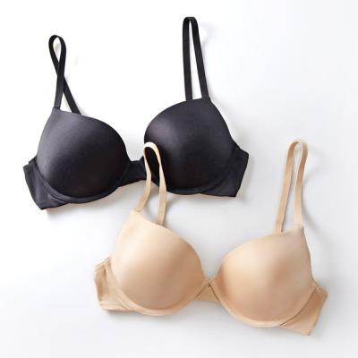 China Pump OEM Customized New Ladies Lift Up Bra 3/4 Cup Youth Beige Color Girl Lingerie Bra Set Nylon Fabric For 2021 for sale