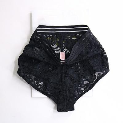 China antibacterial custom design sexy lace panties ladies panties cotton mesh black sheer striped lace high waist panties for sale