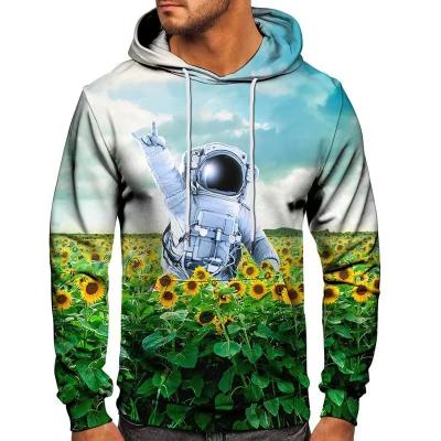 China Anti-wrinkle Light Support Customization3D Astronaut Graphic Print Men Hoodies Collarless Without Placket Polyester Fabric for sale