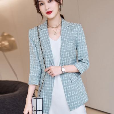 China Autumn Chic Ladies Elegant Blazer Female Suit Jackets OEM Vintage Loose Women Plaid QUICK DRY Blazer Jacket for sale