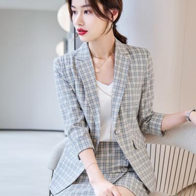 China QUICK DRY Stylish OEM Tartan Design Blazer Women Casual Blazer Jacket Outer Wear for sale