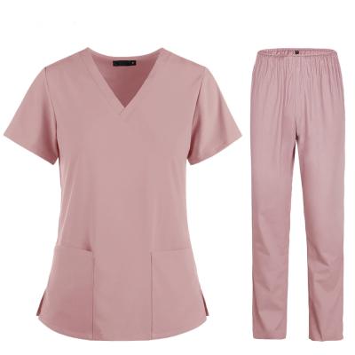 China Custom Made Eco-friendly OEM Uniforms Nursing Women Thin Light Fabric Short Sleeve Medical Clothes Scrubs Nursing Pants Elastic Medical Uniforms for sale