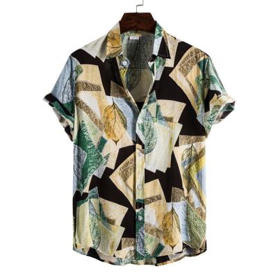 China Viable Canvas Leaf Plus Size Mens Hawaiian Shirt Aloha Hip Hop Women Blouses Party Vacation Streetwear Casual Tops for sale