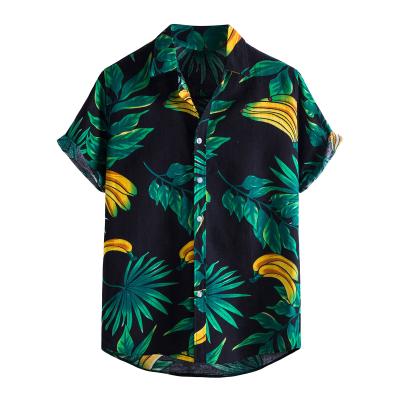 China Viable Custom Made Men's Rayon Printed OEM Logo Hawaiian Short Sleeve Plus Size Buttons Tops Retro Casual Shirt Beach Casual Shirts for sale