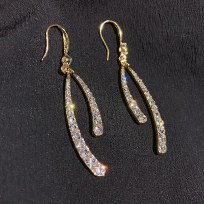 China Lady's Ear Hook Women's Shiny Luminous Zircon Earrings Crystal Drop Earrings For Party Bling Bling Fashion TRENDY for sale