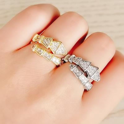 China Environmental Friendly Snake Rings For Women Shape Zircon Snake Shape Plated Gold / Brass Copper Rings for sale