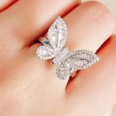 China Environmental Friendly Butterfly Rings Shape Gold Plated Zircon Ring Silver Butterfly Finger Rings Jewelry For Women for sale